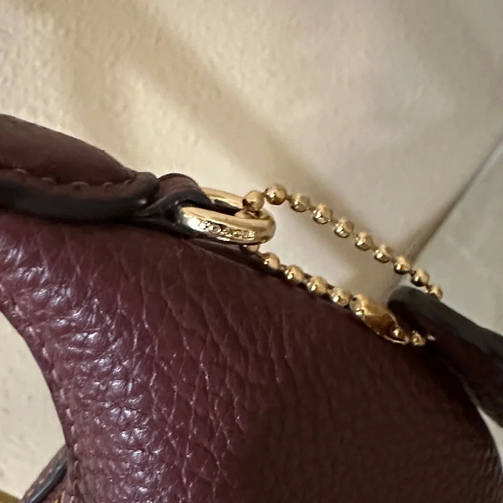 Coach Dark Red Leather Shoulder Bag with Gold Accents - Picture 2 of 8